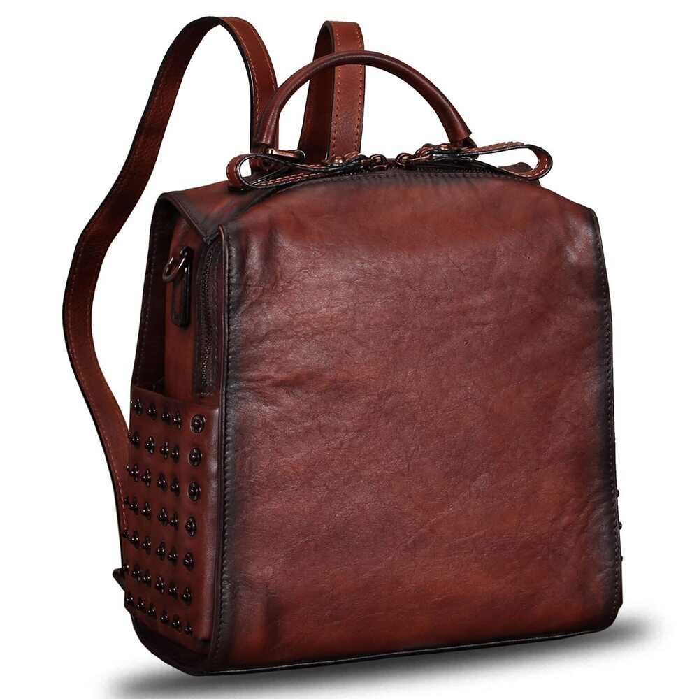 7505 Leather Backpack Convertible Satchel Rucksack Casual Crossbody Daypack